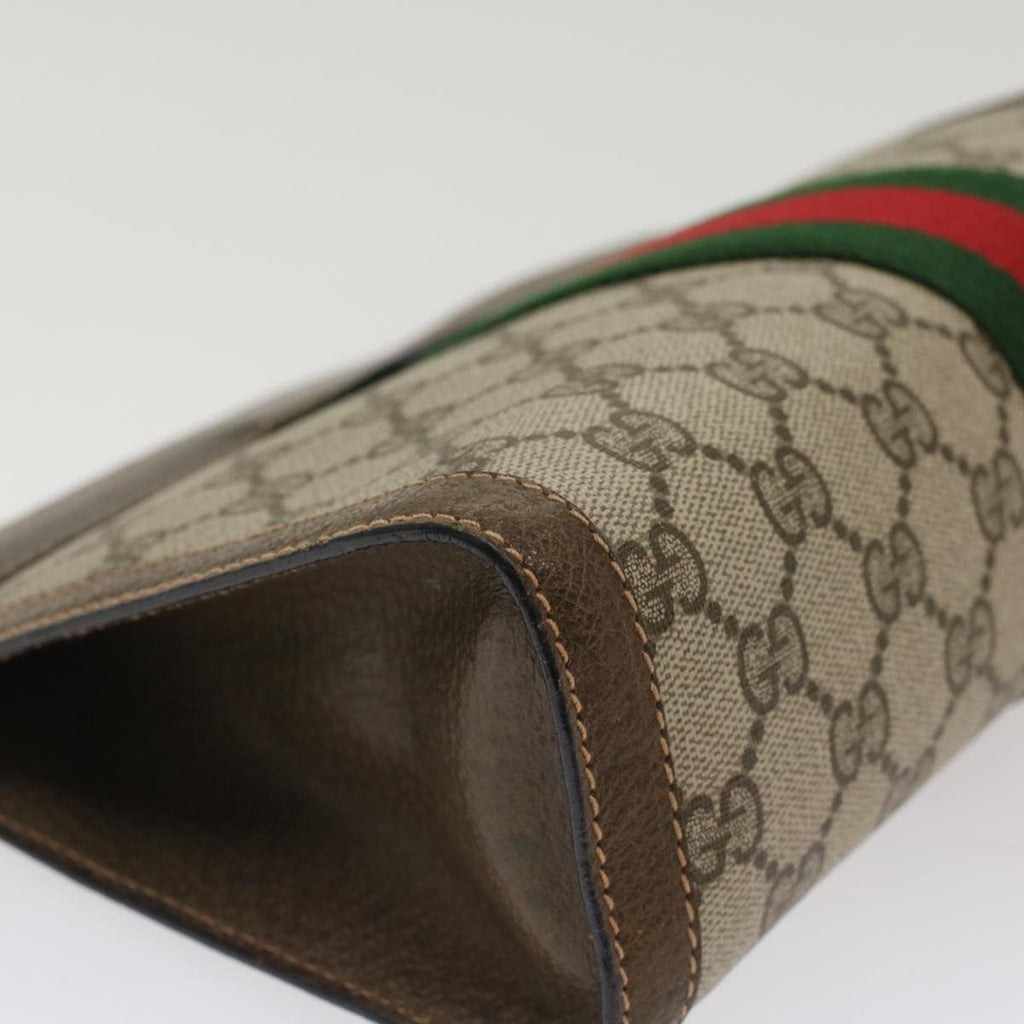 GUCCI GG Canvas Web Sherry Line Clutch Bag Beige Red Green 89.01.002 bs7231