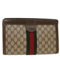 GUCCI GG Canvas Web Sherry Line Clutch Bag Beige Red Green 89.01.002 bs7231
