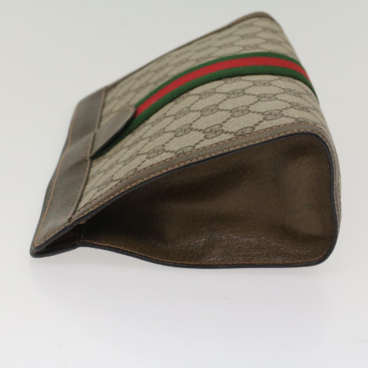 GUCCI GG Canvas Web Sherry Line Clutch Bag Beige Red Green 89.01.002 bs7231