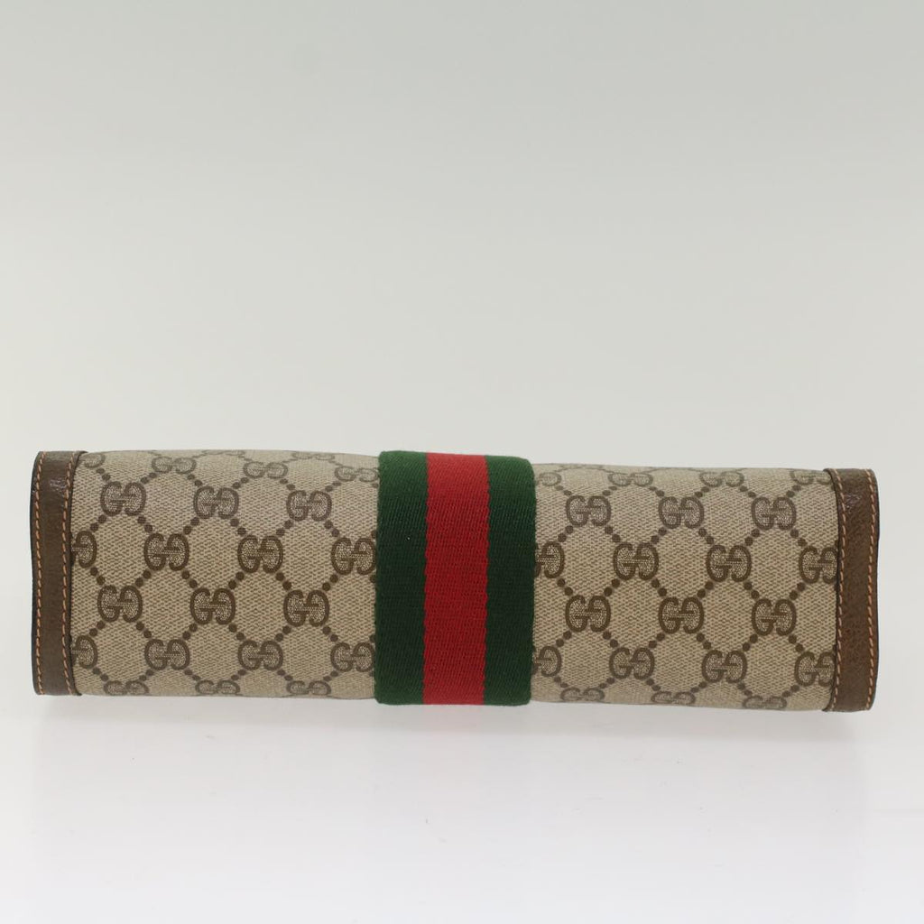 GUCCI GG Canvas Web Sherry Line Clutch Bag Beige Red Green 89.01.002 bs7231