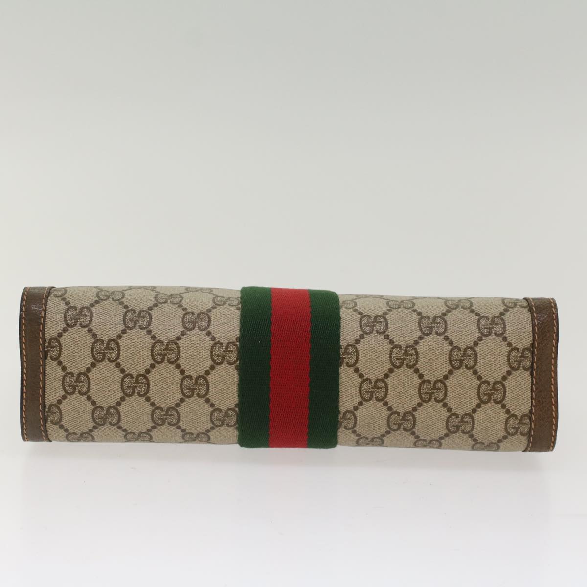 GUCCI GG Canvas Web Sherry Line Clutch Bag Beige Red Green 89.01.002 bs7231