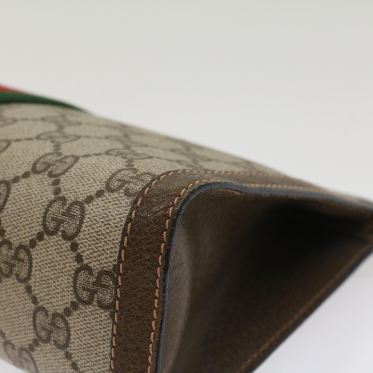 GUCCI GG Canvas Web Sherry Line Clutch Bag Beige Red Green 89.01.002 bs7231