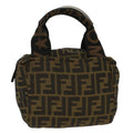 FENDI Zucca Canvas Hand Bag Black Brown bs7247