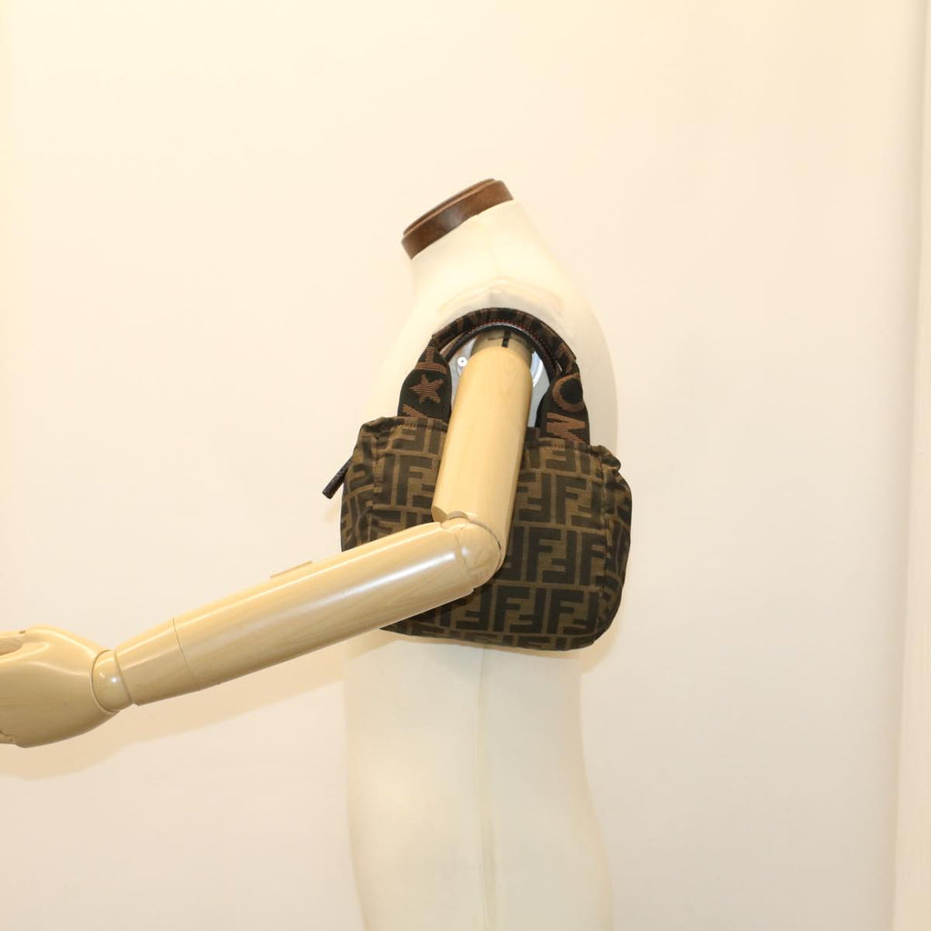 FENDI Zucca Canvas Hand Bag Black Brown bs7247