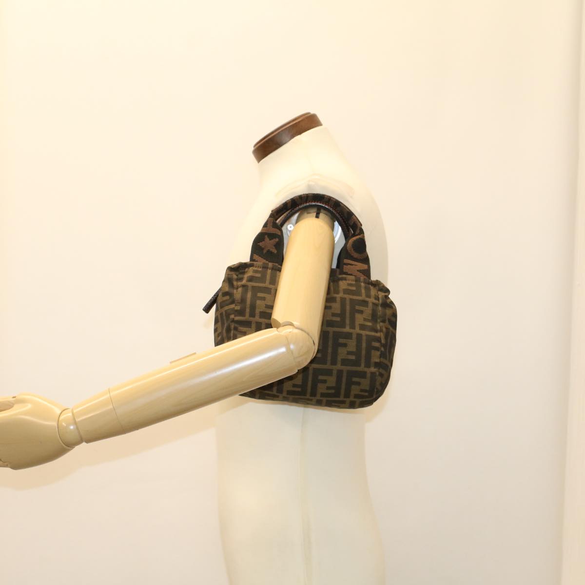 FENDI Zucca Canvas Hand Bag Black Brown bs7247