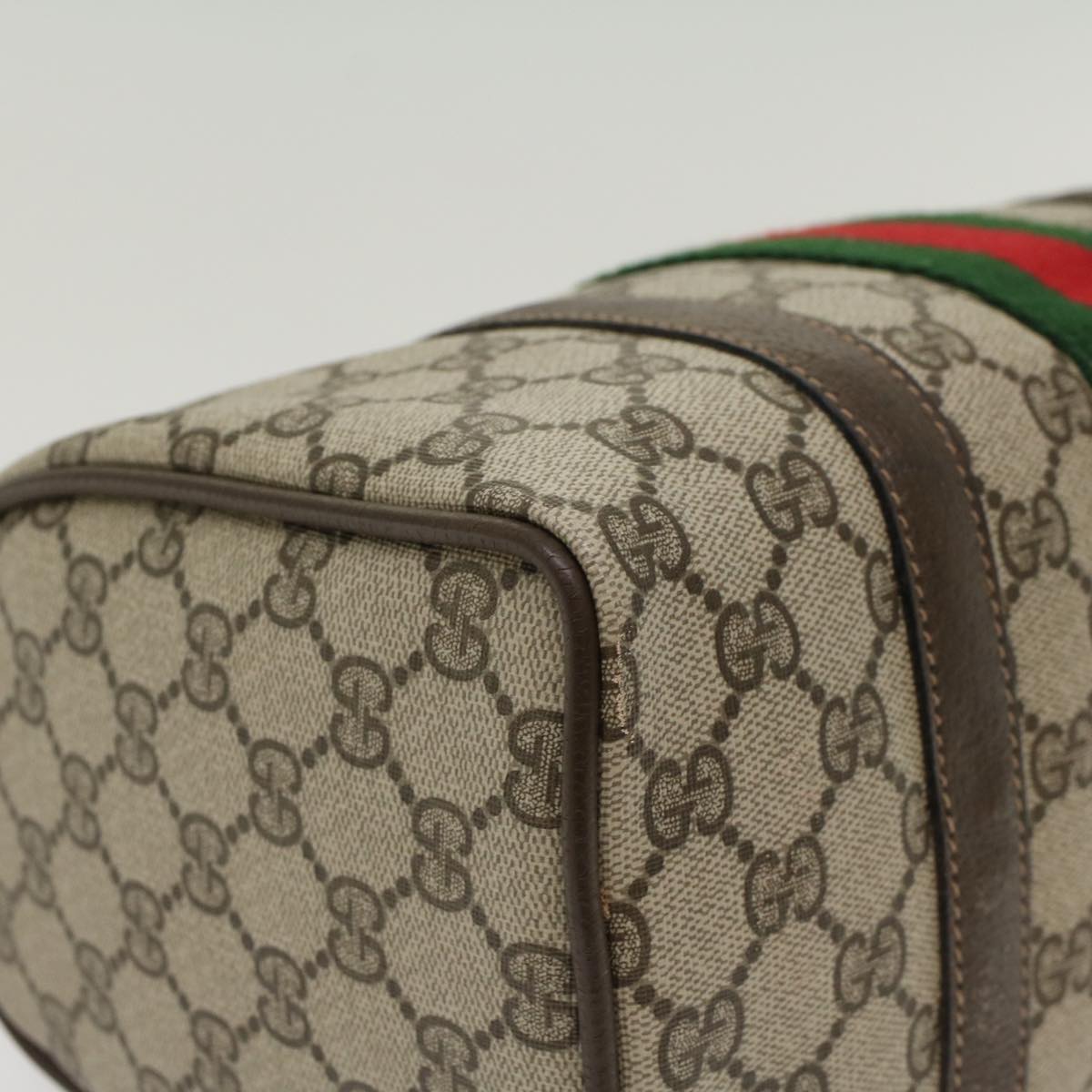 GUCCI GG Canvas Web Sherry Line Boston Bag Beige Red 39•02•006 bs7253