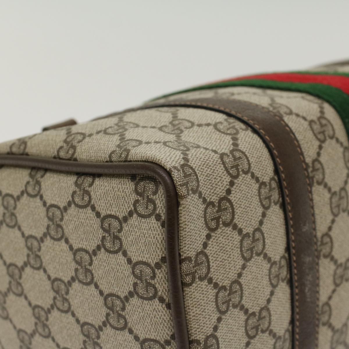 GUCCI GG Canvas Web Sherry Line Boston Bag Beige Red 39•02•006 bs7253