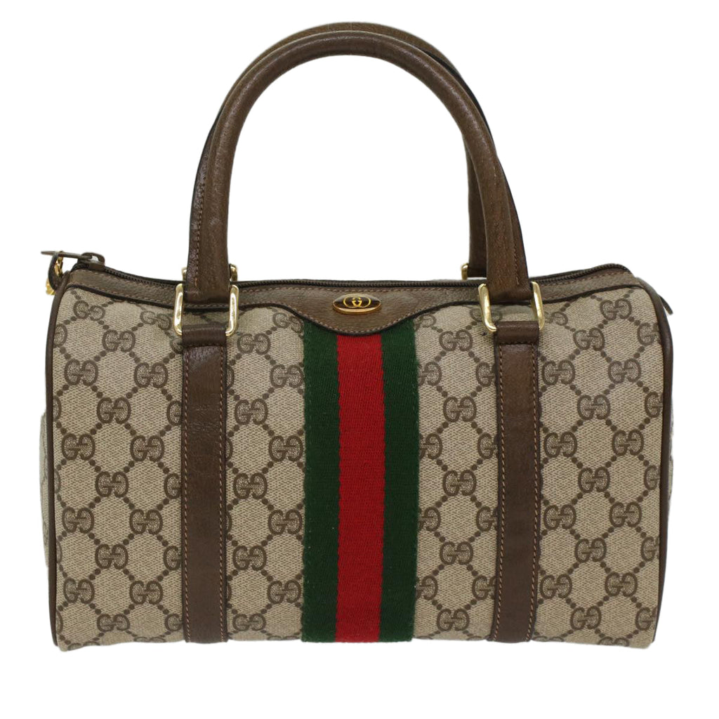 GUCCI GG Canvas Web Sherry Line Boston Bag Beige Red 39•02•006 bs7253