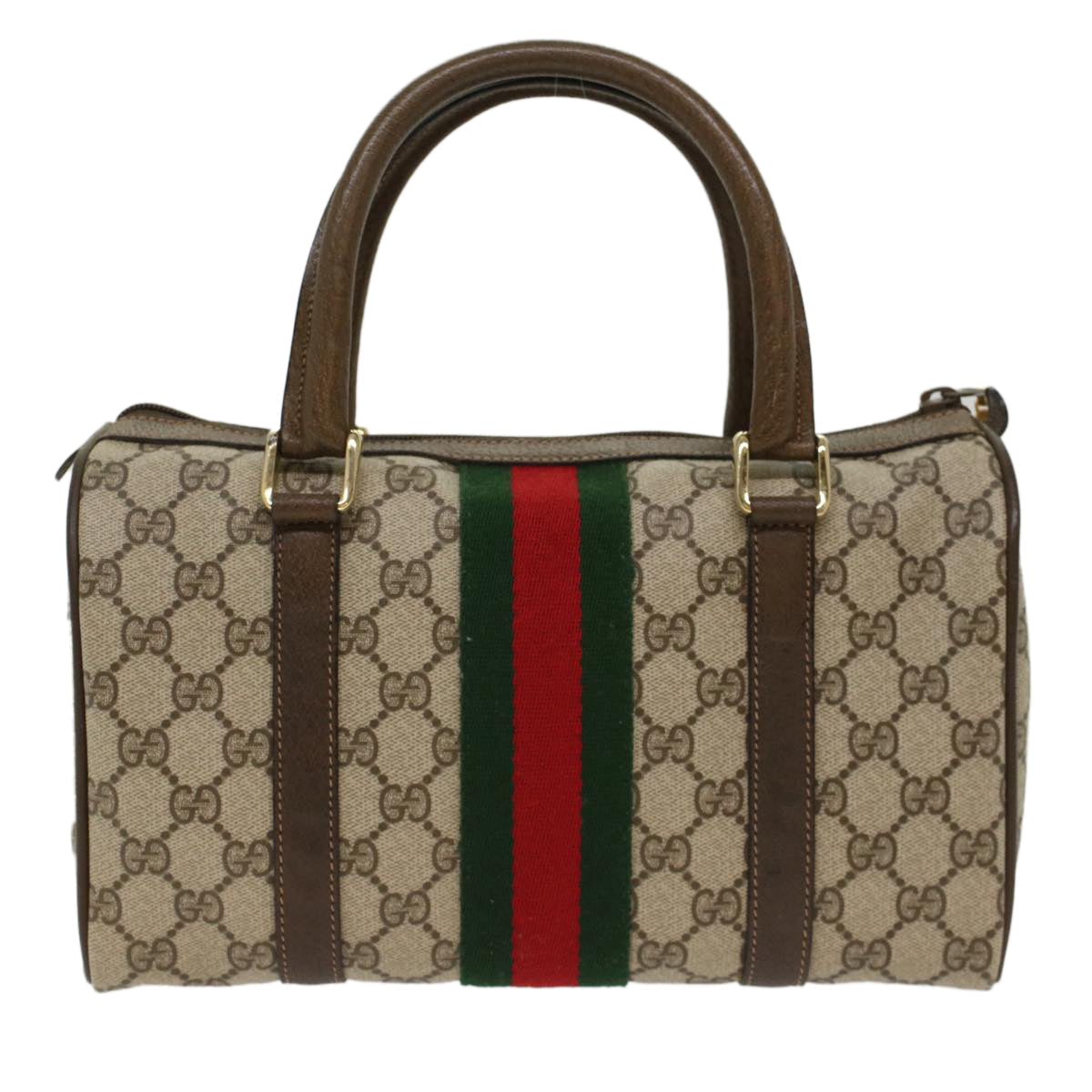 GUCCI GG Canvas Web Sherry Line Boston Bag Beige Red 39•02•006 bs7253