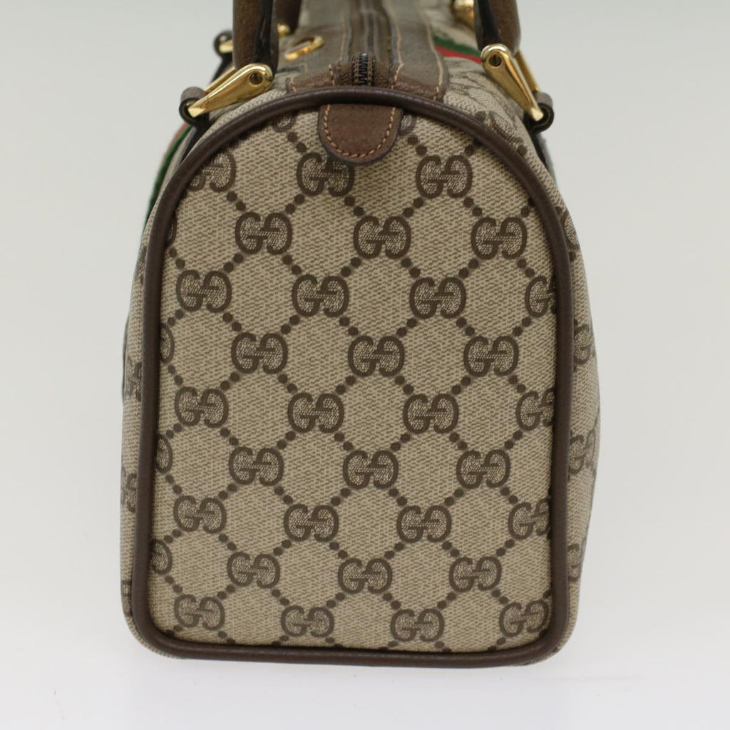 GUCCI GG Canvas Web Sherry Line Boston Bag Beige Red 39•02•006 bs7253