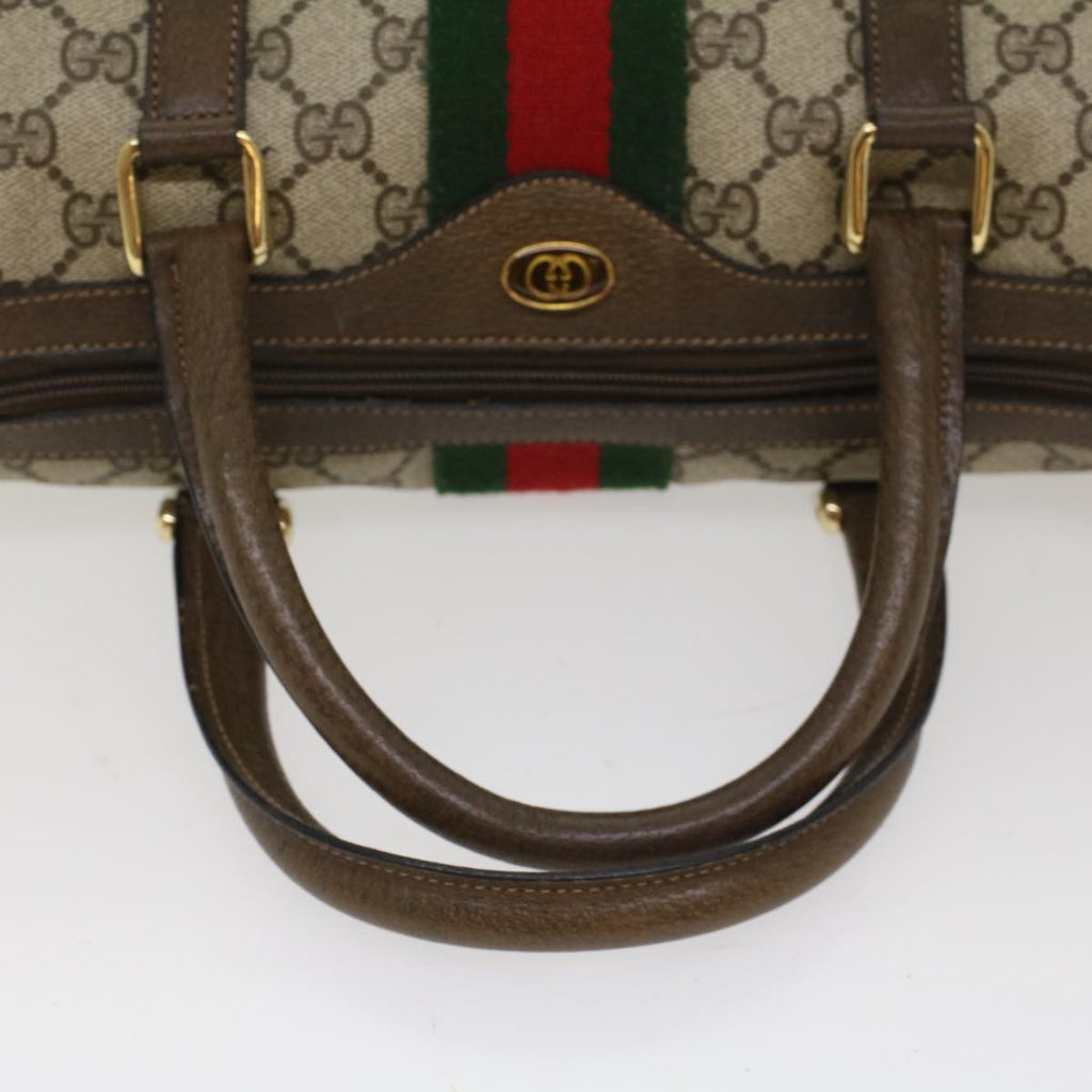 GUCCI GG Canvas Web Sherry Line Boston Bag Beige Red 39•02•006 bs7253