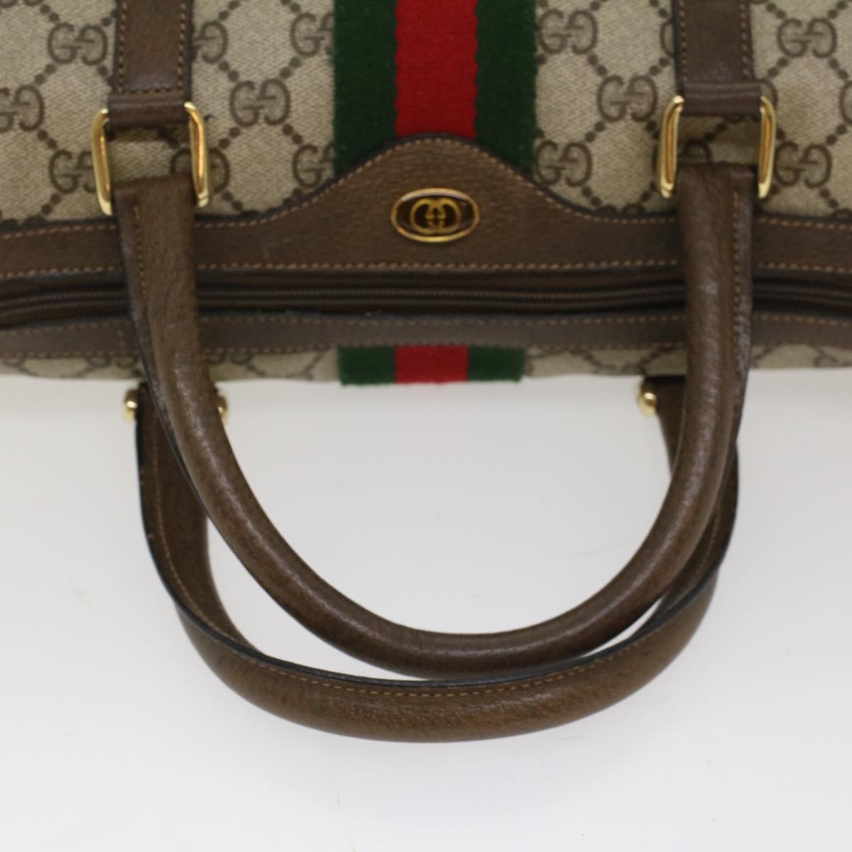 GUCCI GG Canvas Web Sherry Line Boston Bag Beige Red 39•02•006 bs7253