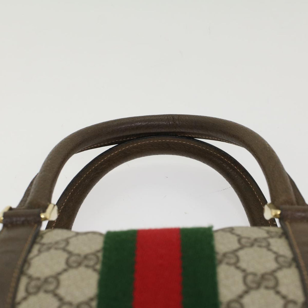 GUCCI GG Canvas Web Sherry Line Boston Bag Beige Red 39•02•006 bs7253