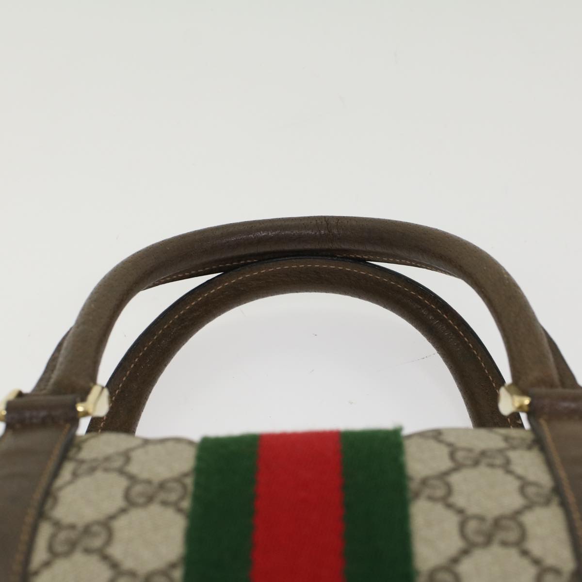 GUCCI GG Canvas Web Sherry Line Boston Bag Beige Red 39•02•006 bs7253