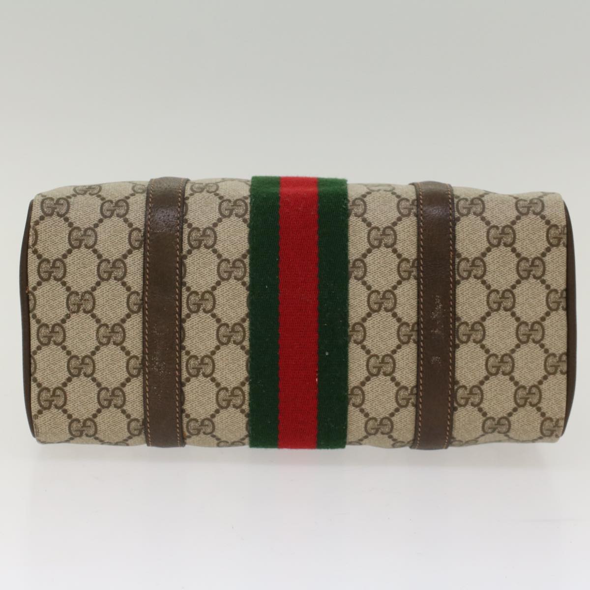 GUCCI GG Canvas Web Sherry Line Boston Bag Beige Red 39•02•006 bs7253