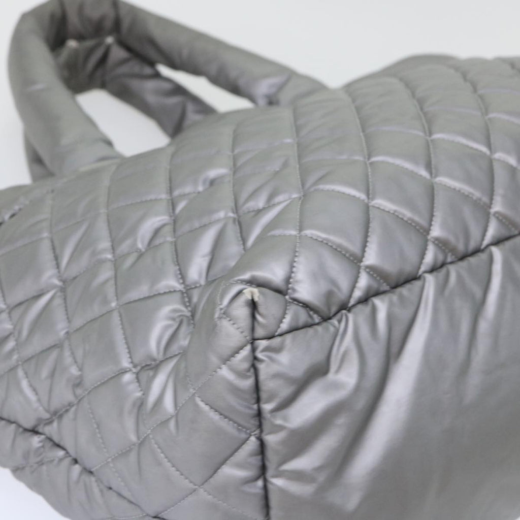 CHANEL Cococoon Hand Bag Nylon Silver CC bs7271