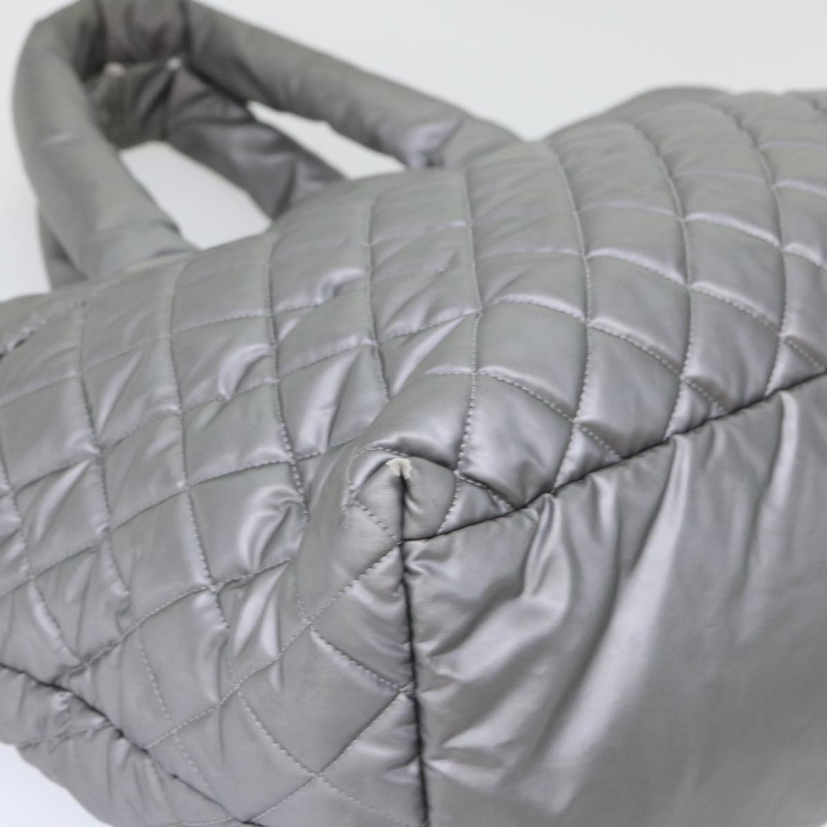 CHANEL Cococoon Hand Bag Nylon Silver CC bs7271