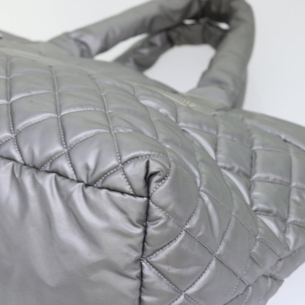 CHANEL Cococoon Hand Bag Nylon Silver CC bs7271