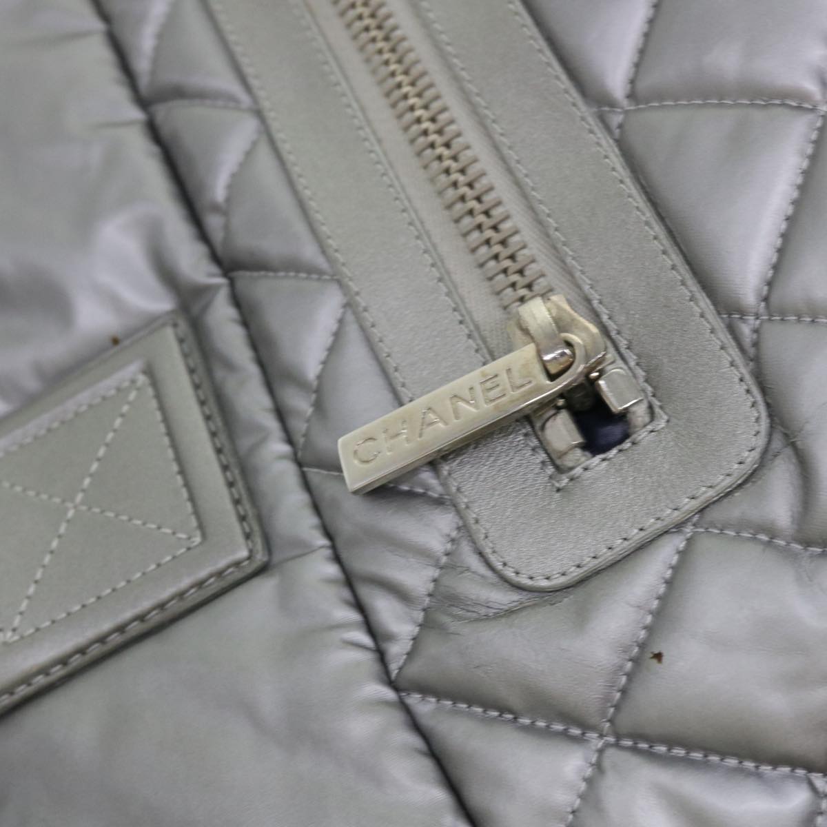 CHANEL Cococoon Hand Bag Nylon Silver CC bs7271
