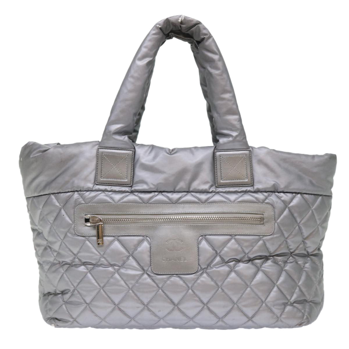 CHANEL Cococoon Hand Bag Nylon Silver CC bs7271