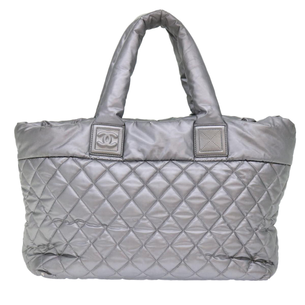CHANEL Cococoon Hand Bag Nylon Silver CC bs7271