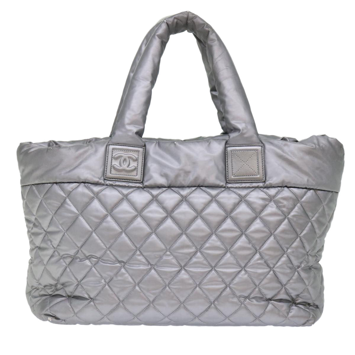 CHANEL Cococoon Hand Bag Nylon Silver CC bs7271