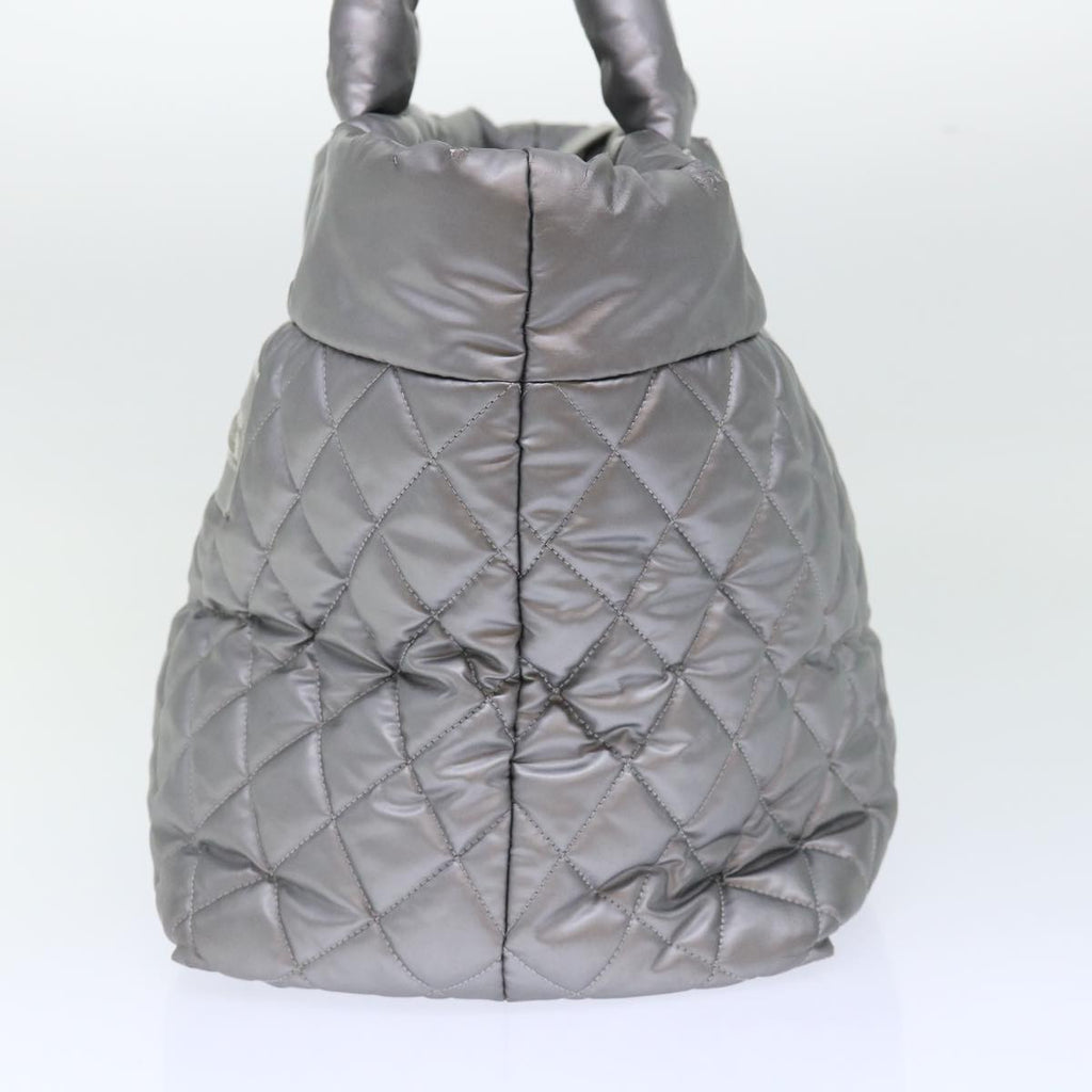 CHANEL Cococoon Hand Bag Nylon Silver CC bs7271