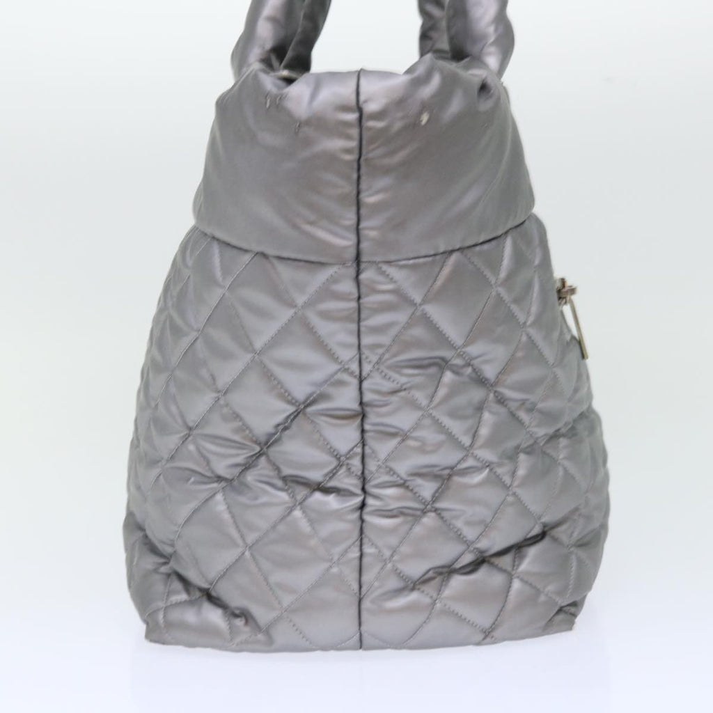 CHANEL Cococoon Hand Bag Nylon Silver CC bs7271
