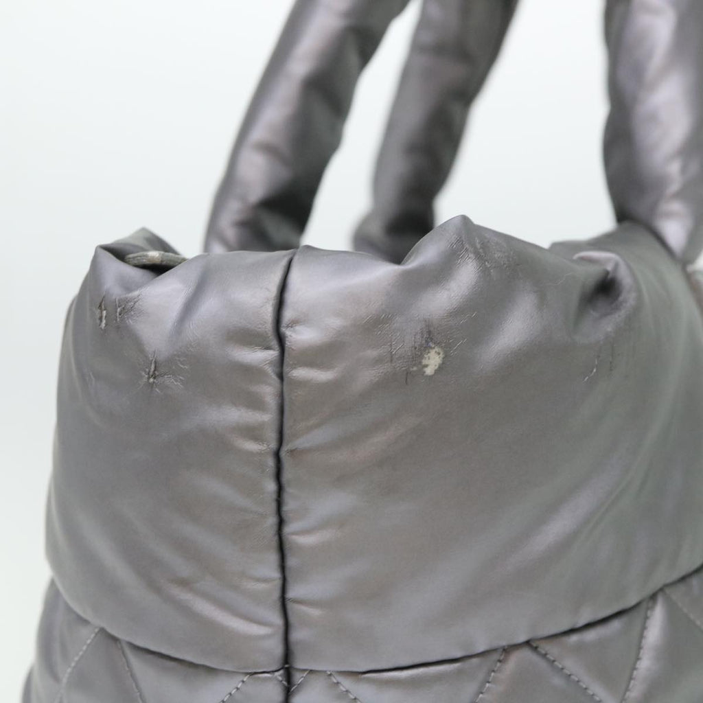 CHANEL Cococoon Hand Bag Nylon Silver CC bs7271