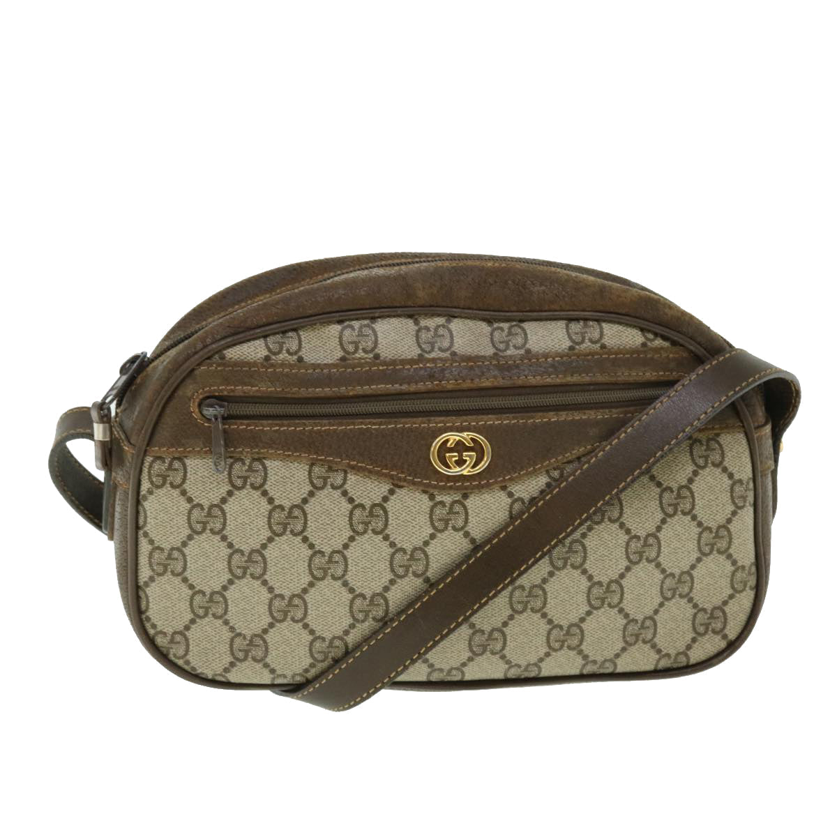 GUCCI GG Canvas Shoulder Bag Leather Beige 001 067 1283 bs7335