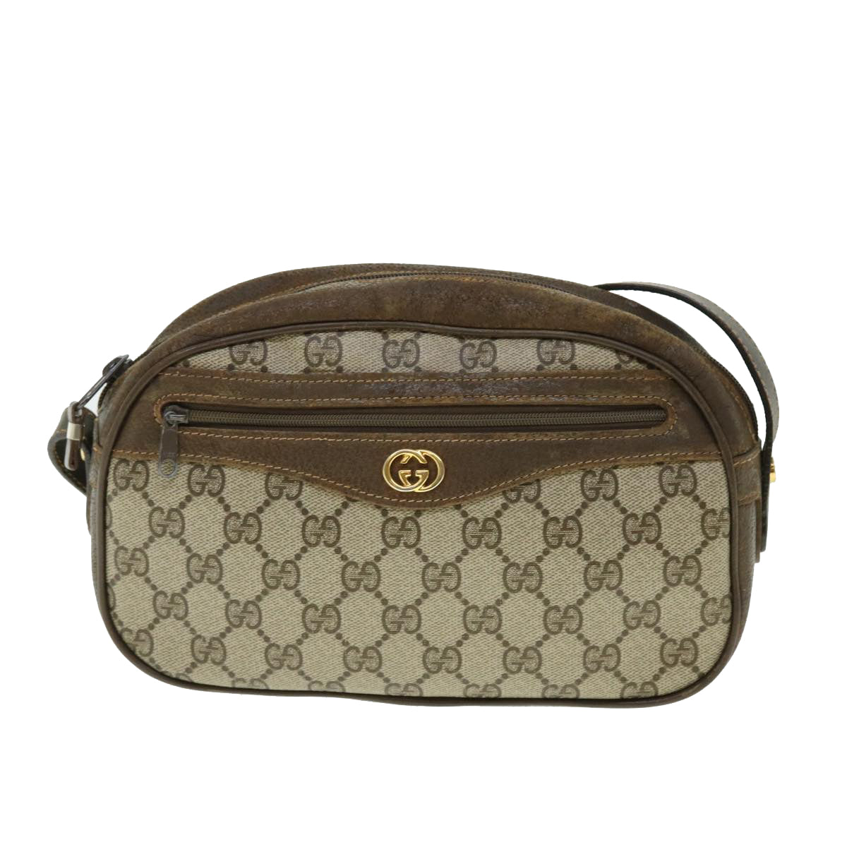 GUCCI GG Canvas Shoulder Bag Leather Beige 001 067 1283 bs7335