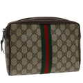 GUCCI GG Canvas Web Sherry Line Clutch Bag Beige Red 156.01.012 bs7348