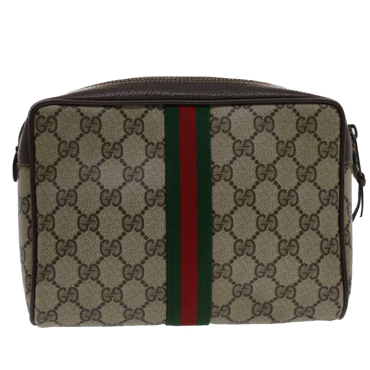 GUCCI GG Canvas Web Sherry Line Clutch Bag Beige Red 156.01.012 bs7348