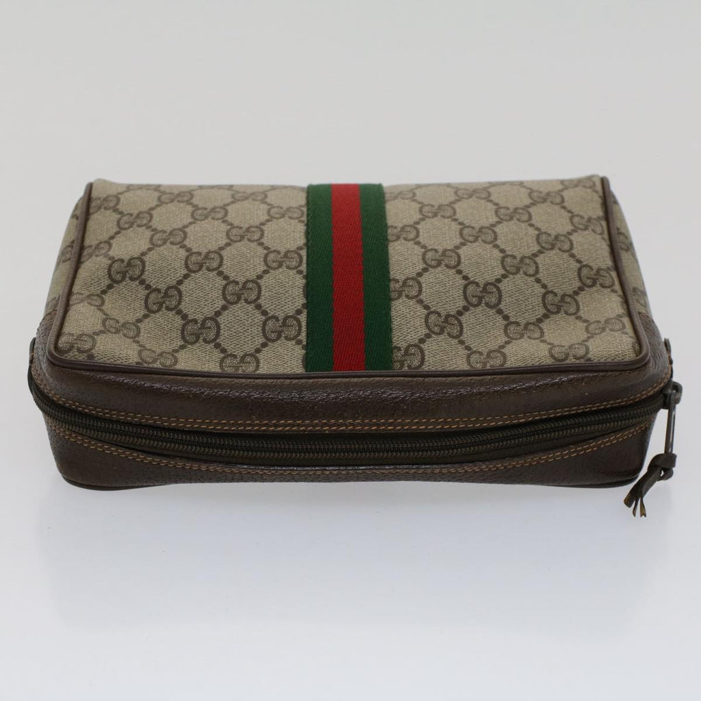 GUCCI GG Canvas Web Sherry Line Clutch Bag Beige Red 156.01.012 bs7348