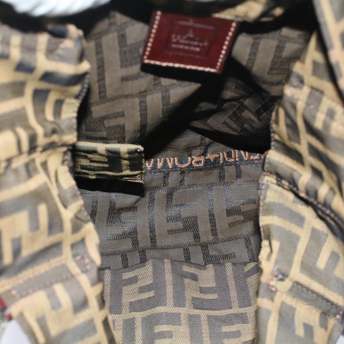 FENDI Zucca Canvas Shoulder Bag Black Brown bs7393
