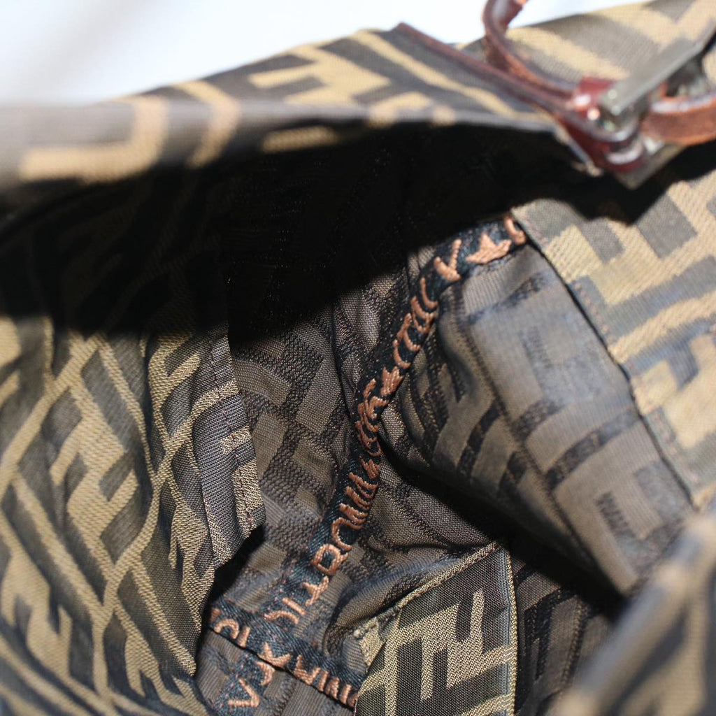 FENDI Zucca Canvas Shoulder Bag Black Brown bs7393