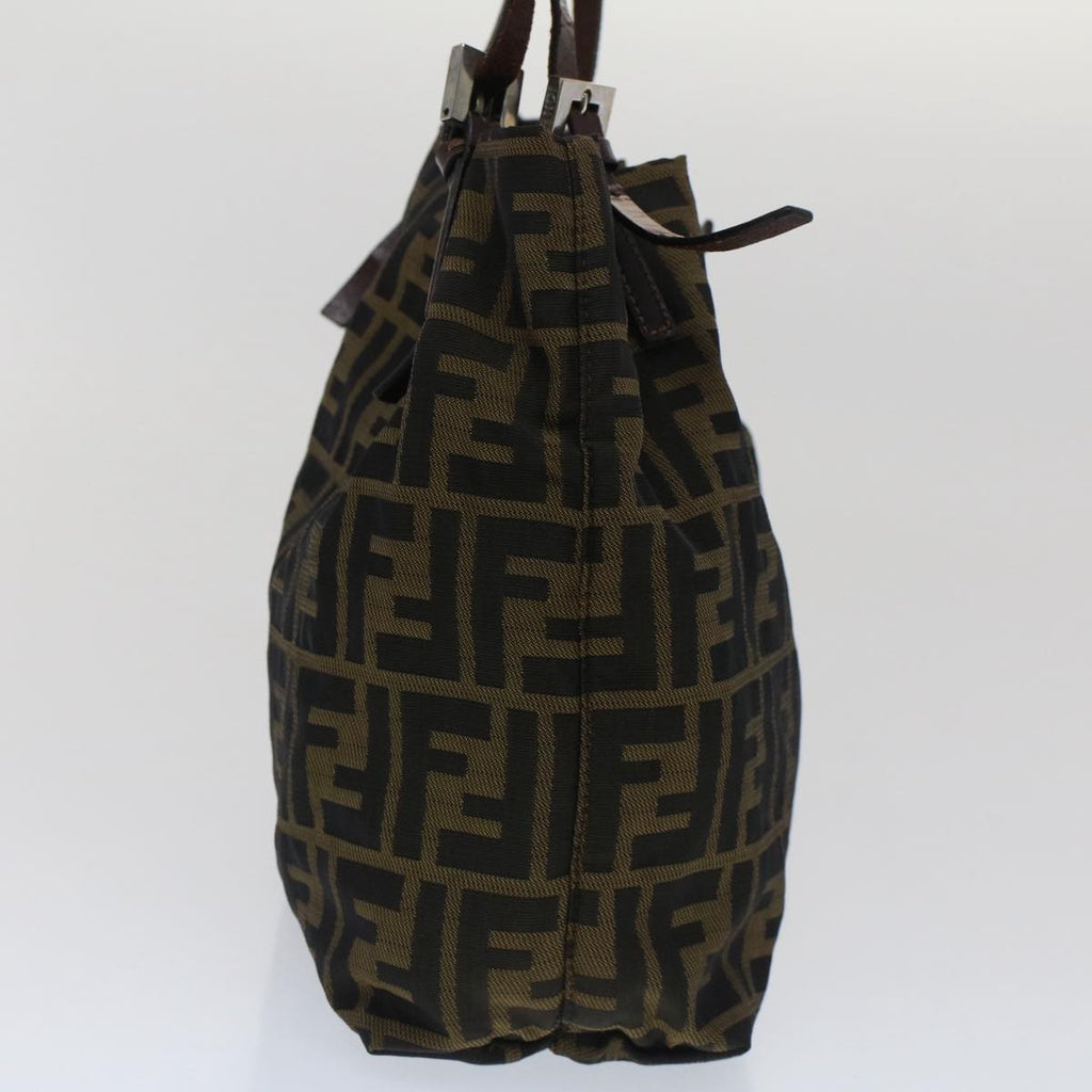 FENDI Zucca Canvas Shoulder Bag Black Brown bs7393