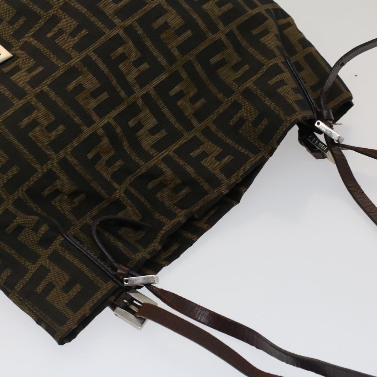 FENDI Zucca Canvas Shoulder Bag Black Brown bs7393