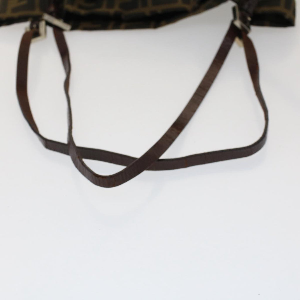 FENDI Zucca Canvas Shoulder Bag Black Brown bs7393