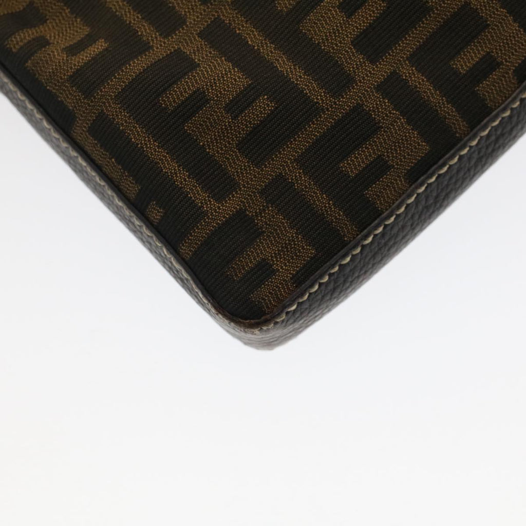 FENDI Zucca Canvas Shoulder Bag Black Brown bs7488