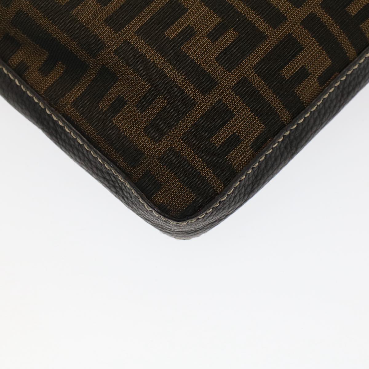 FENDI Zucca Canvas Shoulder Bag Black Brown bs7488