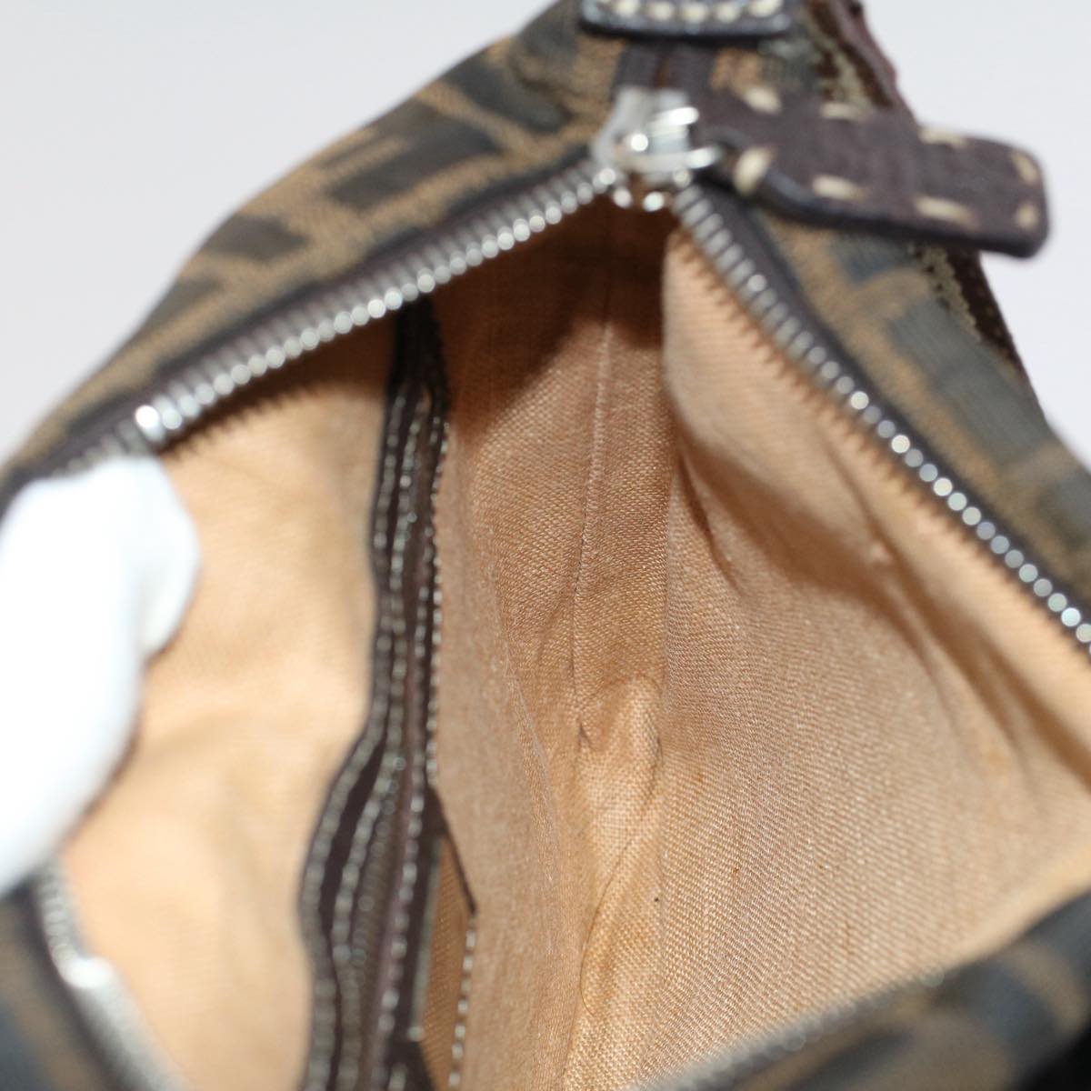 FENDI Zucca Canvas Shoulder Bag Black Brown bs7488