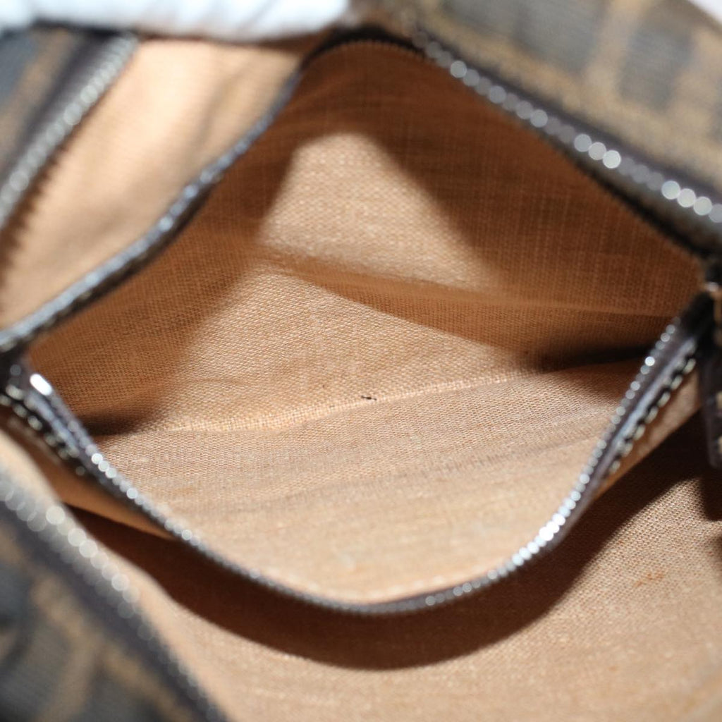FENDI Zucca Canvas Shoulder Bag Black Brown bs7488