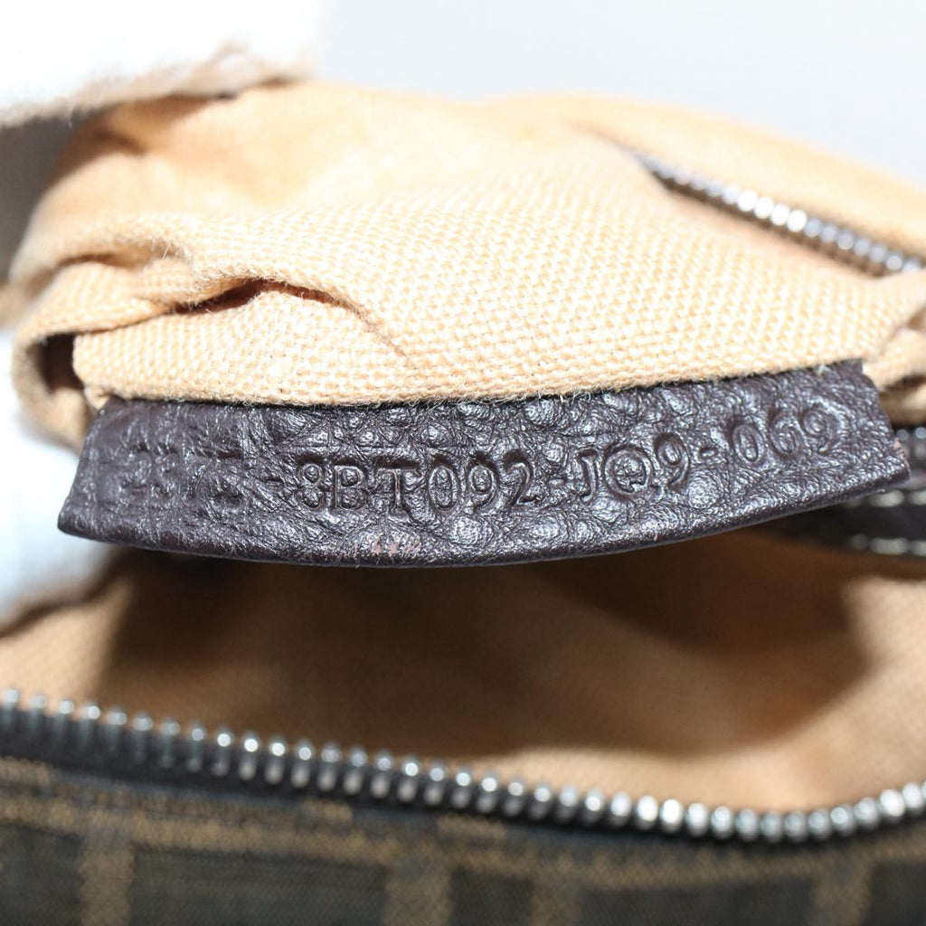 FENDI Zucca Canvas Shoulder Bag Black Brown bs7488
