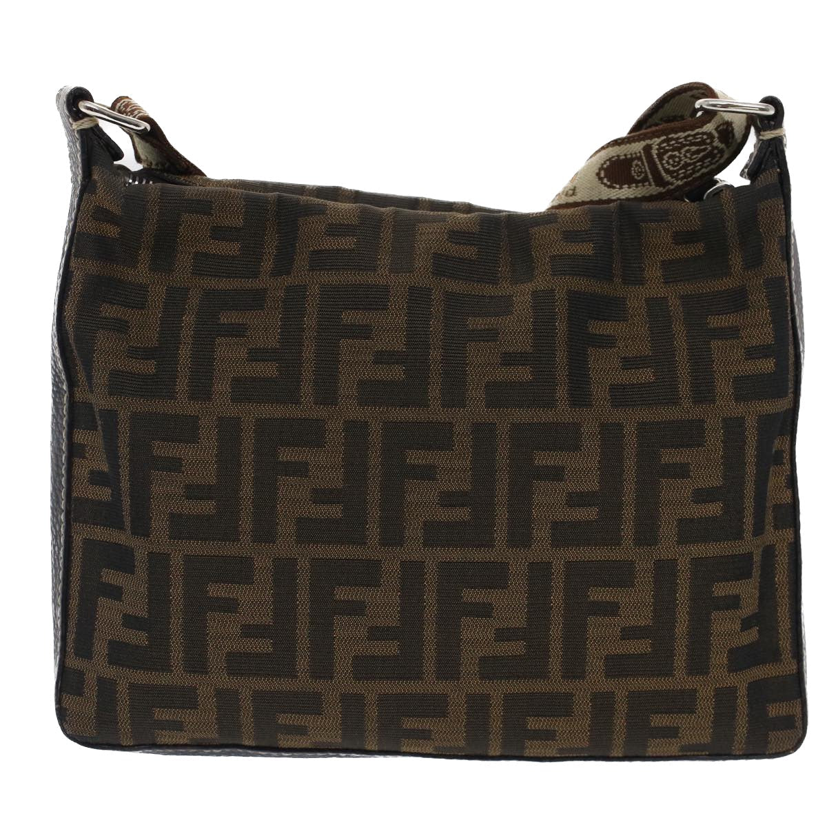 FENDI Zucca Canvas Shoulder Bag Black Brown bs7488