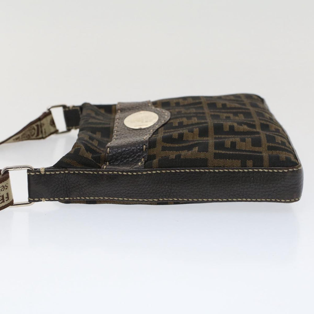 FENDI Zucca Canvas Shoulder Bag Black Brown bs7488
