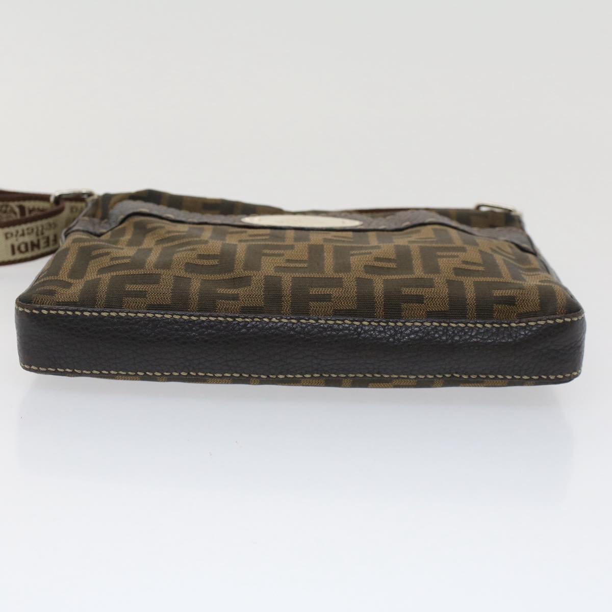 FENDI Zucca Canvas Shoulder Bag Black Brown bs7488