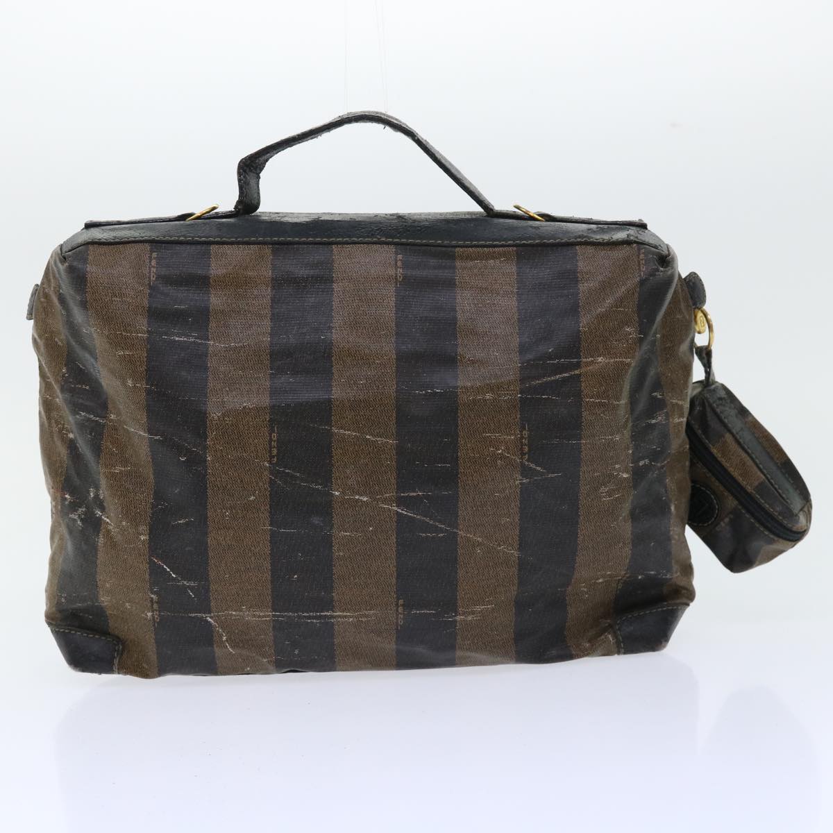 FENDI Pecan Canvas Clutch Shoulder Bag Coated Nylon 4Set Gray Brown bs7508
