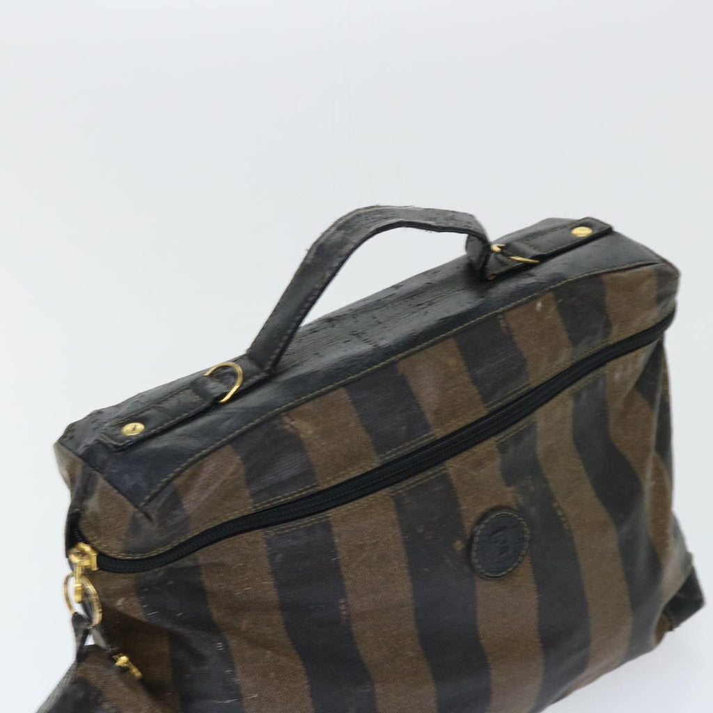 FENDI Pecan Canvas Clutch Shoulder Bag Coated Nylon 4Set Gray Brown bs7508