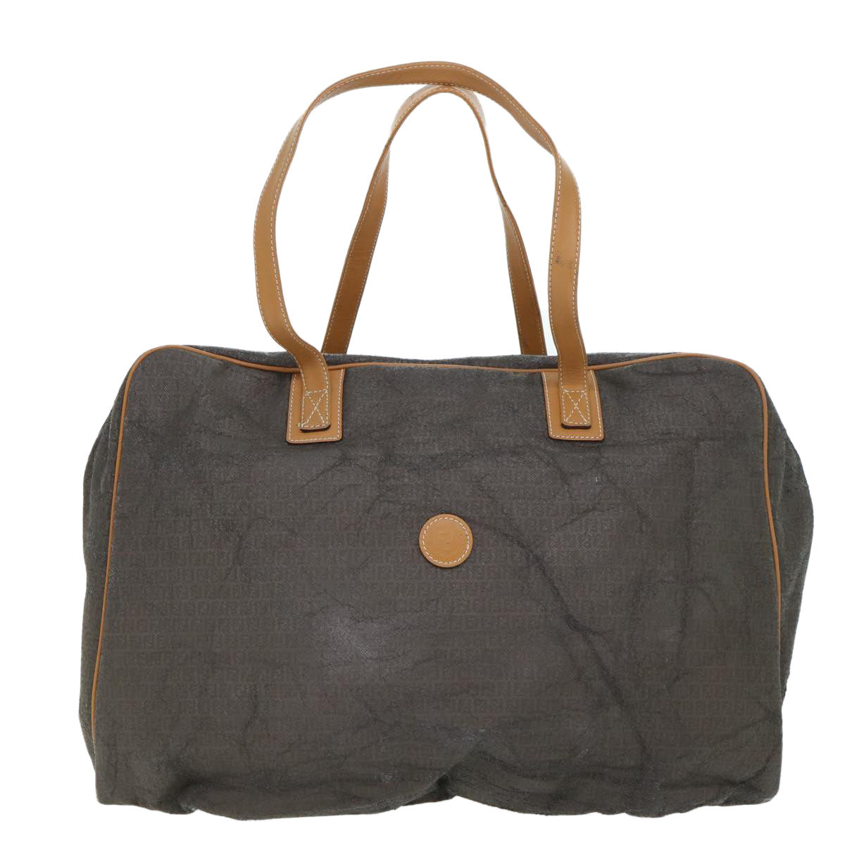 FENDI Pecan Canvas Clutch Shoulder Bag Coated Nylon 4Set Gray Brown bs7508